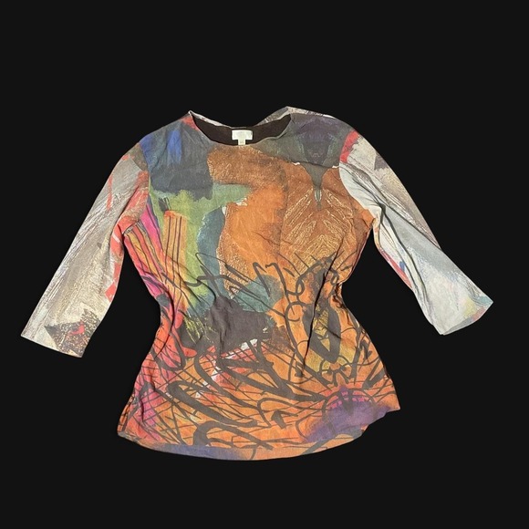 Petit Pois Tops - Petit Pois by Viviana G Multicoloured abstract all over print 3/4 sleeve top